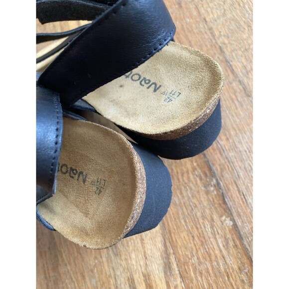 Naot Kayla Leather Sandals 11 Black Strappy Casual Cork - Picture 4 of 14